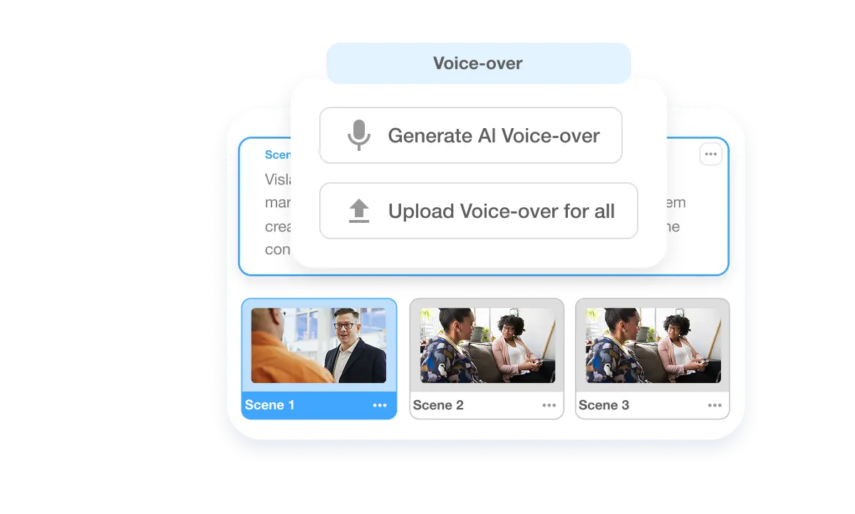 Visla API generating AI voiceovers and professional video content with automated branding and audio synchronization.